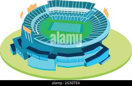Isoliertes fußballstadion in 3d-Farben Stock Vektor