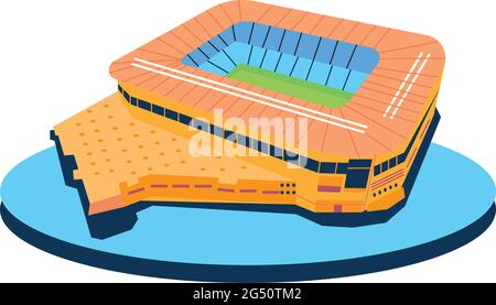 Isoliertes fußballstadion in 3d-Farben Stock Vektor