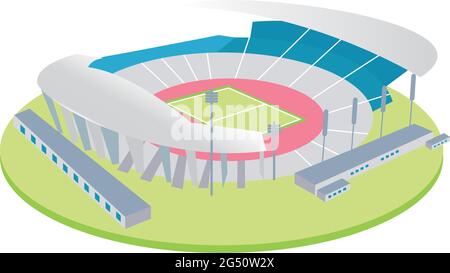 Isoliertes fußballstadion in 3d-Farben Stock Vektor