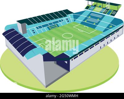 Isoliertes fußballstadion in 3d-Farben Stock Vektor