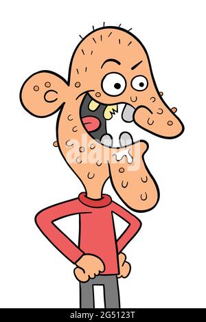 Cartoon hässlichen Mann, Vektor-Illustration. Farbige und schwarze Umrisse. Stock Vektor