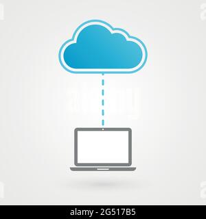 Notebook-Symbol für Cloud und Gerät. Vektorgrafik, flaches Design Stock Vektor