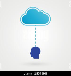 Wolke und Kopf Mensch. Vektorgrafik, flaches Design Stock Vektor