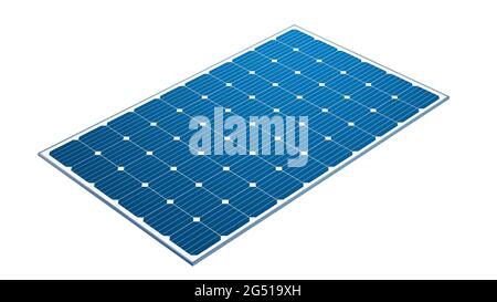 Solar-PV-Modul auf weißem Hintergrund isoliert. Photovoltaikanlage. 3d-Illustration. Stockfoto