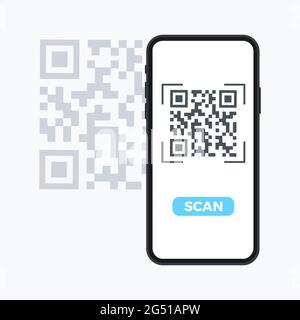 Scannen Sie das flache Symbol für den QR-Code mit dem Telefon. Strichcode. Vektorgrafiken. Stock Vektor