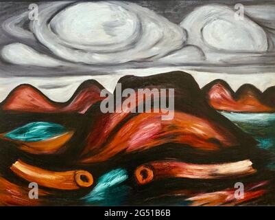 Landschaftsbild von Marsden Hartley mit dem Titel New Mexico Recollections No 12. Stockfoto