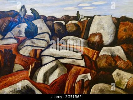 Landschaftskunstwerk von Marsden Hartley mit dem Titel Rock Doxology Stockfoto