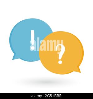 Fragezeichen und Ausrufezeichen. Online-Kommunikations- und Lernkonzept. Antwort auf die Frage. Vektorgrafik Stock Vektor