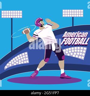 Fußballspieler werfen einen Ball American Football Stock Vektor