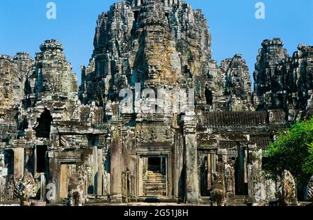 Antiker Bayon Tempel, Angkor Thom, Siem Reap, Kambodscha Stockfoto