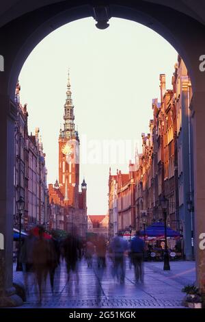 Rathaus und langer Markt, Danzig, Pommersche Woiwodschaft, Polen Stockfoto