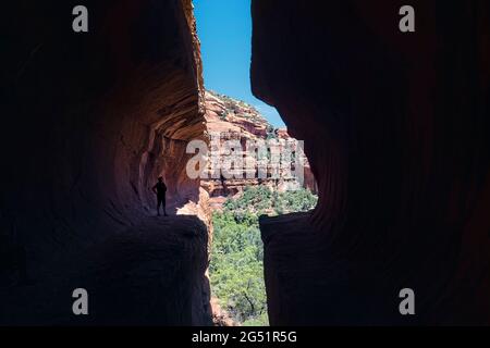 Blick von der Subway Cave, Boynton Canyon, Sedona, Arizona, USA Stockfoto