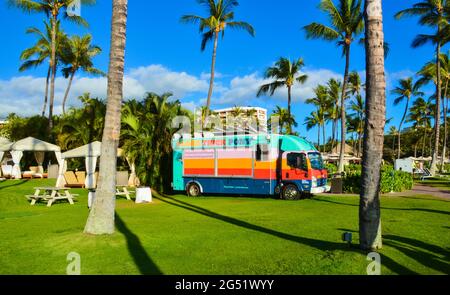 Aloha Trick Pony Food Truck auf dem Grand Wailea Waldorf Astoria Resort. 9. Juni 2021. Stockfoto