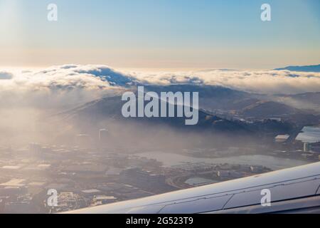 Luftaufnahme des San Bruno Mountain State and County Park in Kalifornien Stockfoto