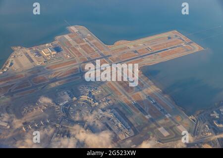 Luftaufnahme des San Francisco International Airport in Kalifornien Stockfoto