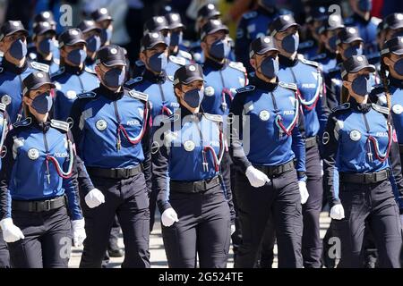 Madrid, Spanien. Juni 2021. Akt anlässlich des Festes von „San Juan Bautista“, Patron der Stadtpolizei von Madrid. 24. Juni 2021. Foto von Acero/AlterPhotos/ABACAPRESS.COM Credit: Abaca Press/Alamy Live News Stockfoto