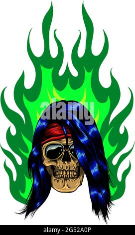 Totenkopf mit Flammen Vector Illustration Stock Vektor