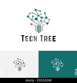 Technology Tree Smart Science Brain Circuit Modernes Logo Stock Vektor