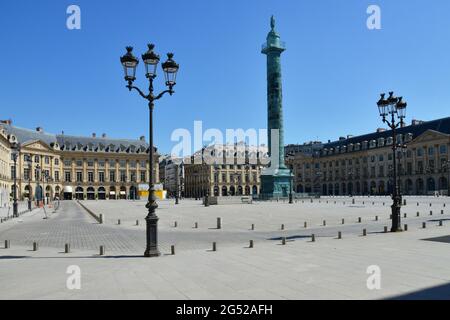 FRANKREICH. PARIS (1.). DER VENDOME PLATZ WÄHREND DER HAFT IM APRIL 2020. Stockfoto