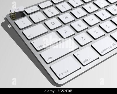 esc-Taste entfernt und Leiter aus ihm, Flucht aus Technologie-Konzept, 3d-Illustration Stockfoto