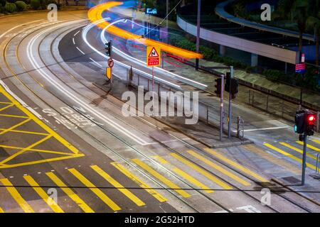 Slow Turn, Zentral, Hongkong (Januar 2021) Stockfoto