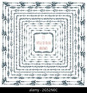 Handgezeichneter Monogrammrahmen mit Ornamental-Ornament. Dekorative Vector-Kollektion Mit Blumenmuster. Stock Vektor