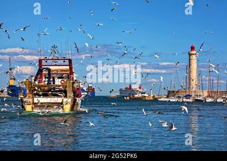 FRANKREICH. AUDE (11) SETE. LEUCHTTURM VON HARBOUR'S Stockfoto