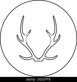 Antler Horn Konzept Trophäe Silhouette im Kreis rund schwarz Farbe Vektor Illustration Kontur Kontur Stil Bild einfaches Bild Stock Vektor