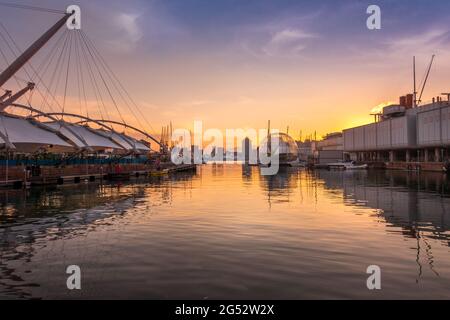 Porto Antico Alter Hafen in Genua, Italien. Stockfoto