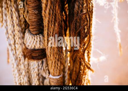 Traditionelle Jute Dekoration Textur am Eingang in Ägypten Wüste Stockfoto