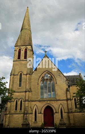 Außenansicht der Architektur eines Kirchengebäudes in der Grenzstadt Selkirk. Stockfoto