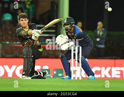 Indien übergab Australien nach seinem Sieg im T20-Spiel in Sydney, Australien, auf den zweiten Platz in der T20-Rangliste.Featuring: Moises Henriques wo: Sydney, Australien Wann: 06 Dec 2020 Credit: WENN.com Stockfoto