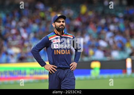 Indien übergab Australien nach seinem Sieg im T20-Spiel in Sydney, Australien, auf den zweiten Platz in der T20-Rangliste.Featuring: Virat Kohli wo: Sydney, Australien Wann: 06 Dec 2020 Credit: WENN.com Stockfoto