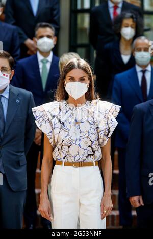 Madrid, Spanien. Juni 2021. **KEIN SPANIEN** Königin Letizia von Spanien nimmt am 25. Juli 2021, 25. Juni 2021, an einem Treffen mit dem Studentenwohnheim-Vorstand in Madrid, Spanien, Teil. Kredit: Jimmy Olsen/Media Punch/Alamy Live Nachrichten Stockfoto