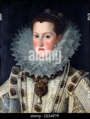 Margarete von Österreich, Königin von Spanien (1584-1611) von Bartolome Gonzalez, Öl auf Leinwand, Anfang des 17. Jahrhunderts. Stockfoto