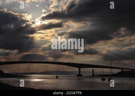 Sonnenuntergang über der Skye-Brücke Stockfoto