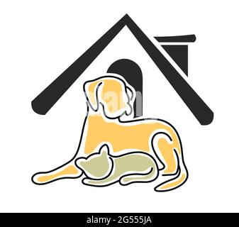 PET Home Hund und Katze Vektorgrafik Stock Vektor