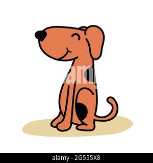 Cartoon Hund sitzt isoliert auf weißem Hintergrund.Haustiere Hund Illustration Stock Vektor