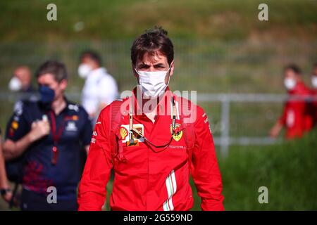 Spielberg, Österreich. Februar 2019. Mattia Toninalli Leiterin der Ingenieure der Scuderia Ferrari, Formel-1-Weltmeisterschaft 2021, Steirischer GP 2021, 24-27. Juni 2021 Quelle: Independent Photo Agency/Alamy Live News Stockfoto