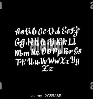 Elegante Schrift mit schwarzen Buchstaben im gotischen Alphabet. vektorgrafik Stock Vektor