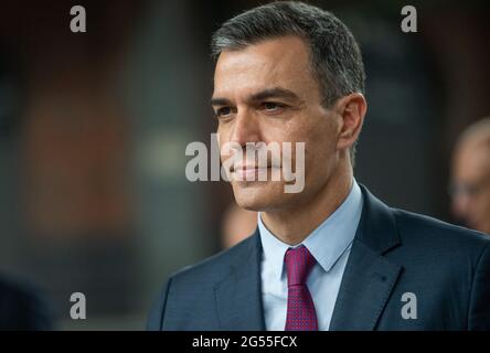 Berlin, Deutschland. Juni 2021. Pedro Sanchez, Premierminister von Spanien, kommt mit Mut zur Konferenz der Sozialdemokratischen Partei Europas (SPE). Für Europa“. Quelle: Christophe Gateau/dpa/Alamy Live News Stockfoto