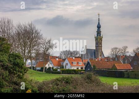 Malerische Landschaft der niederländischen Stadt Veere in der Provinz Zeeland Stockfoto