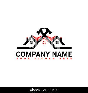 Immobilien-Logo, Baulogo, Baumeister-Logo, Haus-Logo Stockfoto