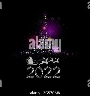 Schneemengen 2022. Frohe Weihnachten. Weihnachtsbaum. Vektorgrafik Stock Vektor