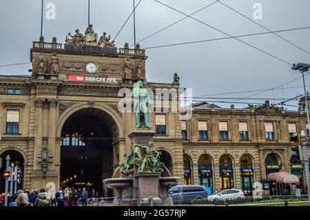 Historischer und alter Bahnhof Zürich HB in der Schweiz Stockfoto