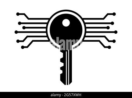 Digitaler Sicherheitsschlüssel mit Vektorgrafik für Schaltelemente Stock Vektor