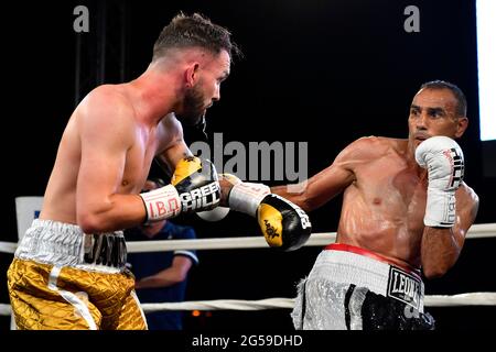 Civitavecchia, Italien. Juni 2021. Der Titel der IBO Mediterranean Middleweight geht an Emiliano Marsili. (Foto von Domenico Cippitelli/Pacific Press) Quelle: Pacific Press Media Production Corp./Alamy Live News Stockfoto