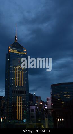 Der Central Plaza Tower in Wan Chai, Hongkong. Stockfoto