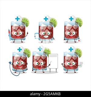 Arzt Beruf Emoticon mit sazerac Zeichentrickfigur. Vektorgrafik Stock Vektor