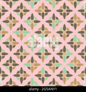 Rosa und grüne geometrische nahtlose Vektor-Muster Stock Vektor